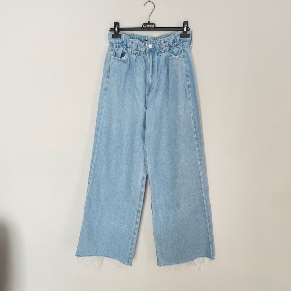 Blue Wide Leg Women High Rise Jeans Size  46 = US 14 or 16